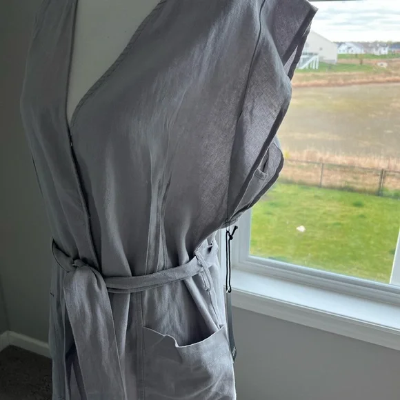 NWT Nicole Miller M Linen-Viscose Shirt Dress - Picture 6 of 8